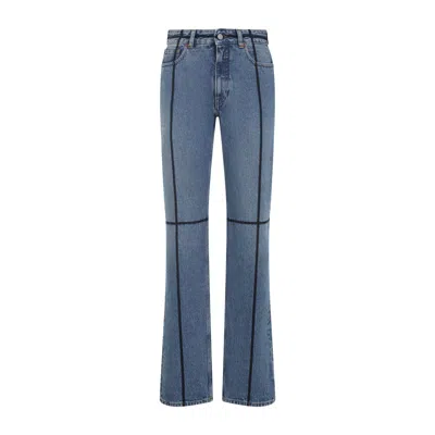 Mm6 Maison Margiela Mm6 By Maison Margiela Flared Blue Jeans With Contrasting Stitching In Blue