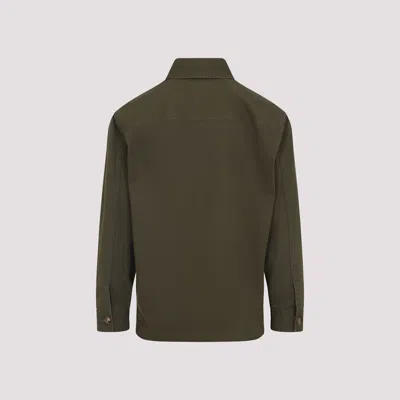 Saint Laurent Green Shirt With Classic Collar And Cassandre Embroidery On The Front In Cotton Man