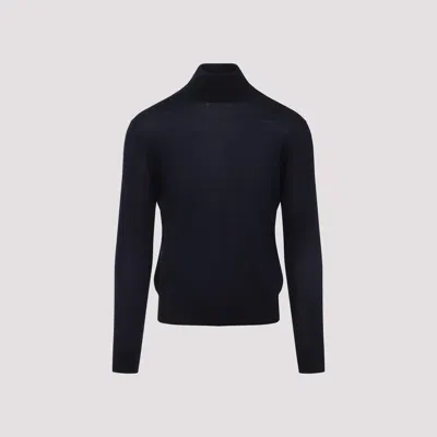 Saint Laurent Wool And Cashmere Turtleneck Pullover In Blue