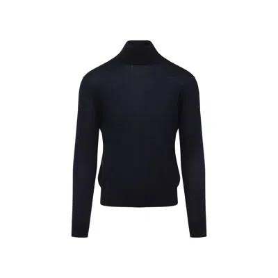 Saint Laurent Wool And Cashmere Turtleneck Pullover In Blue