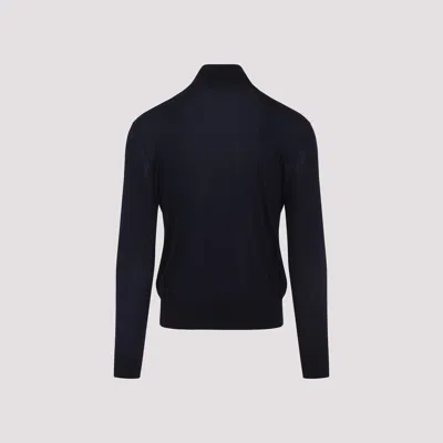 Saint Laurent Wool And Cashmere Turtleneck Pullover In Blue