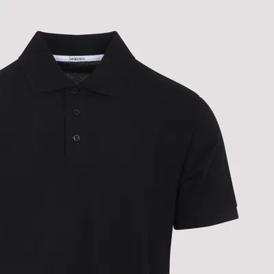 Saint Laurent Cassandre Polo Shirt In Black