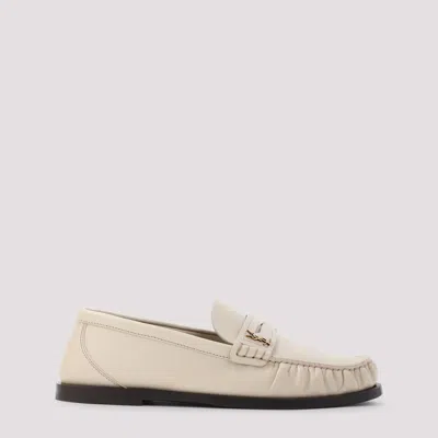 Saint Laurent Le Loafer Gathered Glossed-leather Loafers In Nude