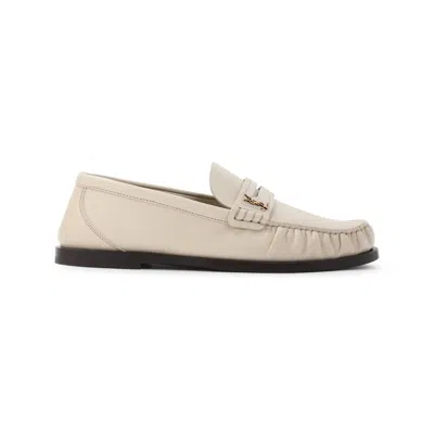 Saint Laurent Le Loafer Gathered Glossed-leather Loafers In Nude