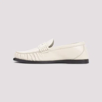 Saint Laurent Le Loafer Gathered Glossed-leather Loafers In Nude