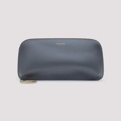 Giorgio Armani Chain Strap Rectangular Satin Handbag In Gray