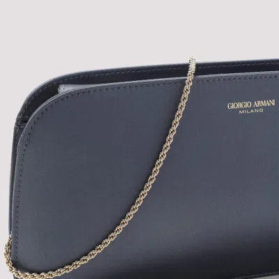 Giorgio Armani Chain Strap Rectangular Satin Handbag In Gray