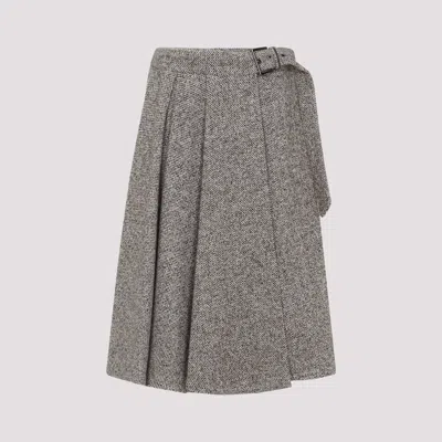 Brunello Cucinelli Virgin Wool Midi Skirt In Gray