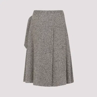 Brunello Cucinelli Virgin Wool Midi Skirt In Gray