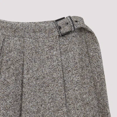 Brunello Cucinelli Virgin Wool Midi Skirt In Gray
