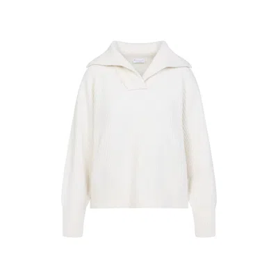 Brunello Cucinelli Sequined Cotton-blend Polo Sweater In White