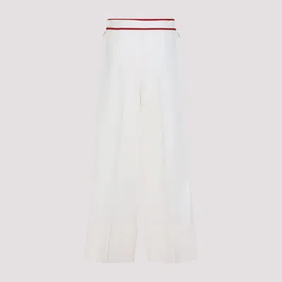 Valentino Ivory Trousers With Gold V In Neutral