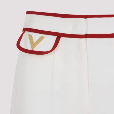 Valentino Ivory Trousers With Gold V In Neutral