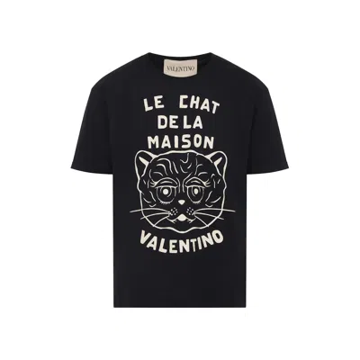 Valentino Chat De La Maison Cotton T-shirt In Black