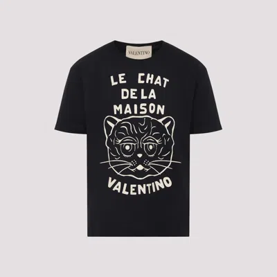 Valentino Chat De La Maison Cotton T-shirt In Black