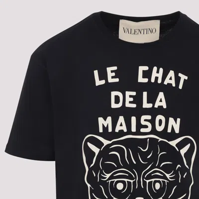 Valentino Chat De La Maison Cotton T-shirt In Black