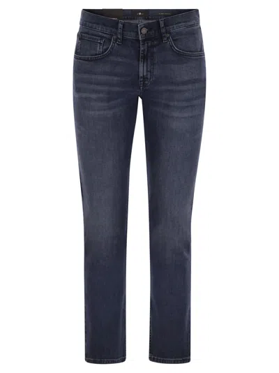 7 For All Mankind Slimmy Tapered Skinny Medium Waisted Jeans In Blue