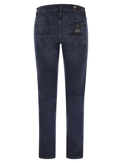 7 For All Mankind Slimmy Tapered Skinny Medium Waisted Jeans In Blue