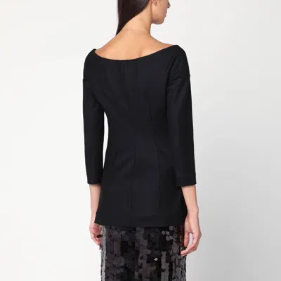 Alberta Ferretti Black Wool V Neck Jacket In Black