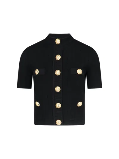 Balmain Buttoned Knitted Cardigan In Black