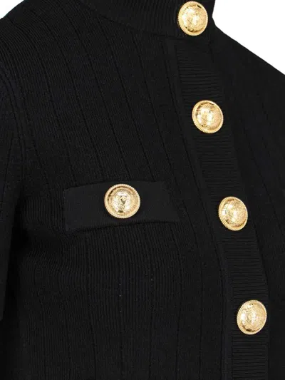 Balmain Buttoned Knitted Cardigan In Black