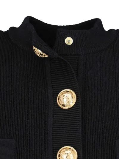 Balmain Buttoned Knitted Cardigan In Black