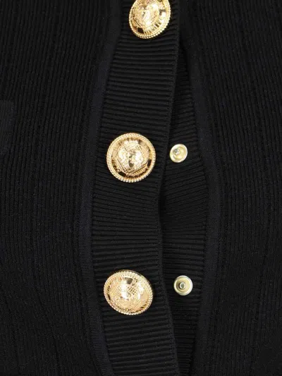 Balmain Buttoned Knitted Cardigan In Black
