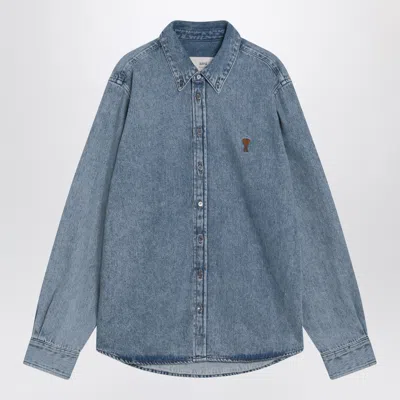 Ami Alexandre Mattiussi Ami Paris Ami De Coeur Embroidered Cotton Denim Button-down Shirt