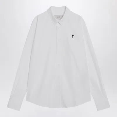 Ami Alexandre Mattiussi Long Sleeve Shirt With Heart Design And Collar In Red