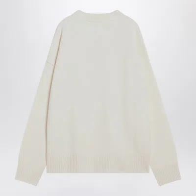 Ami Alexandre Mattiussi Ami Paris Ami Heart Design Wool Sweater In Intarsia Knit In White