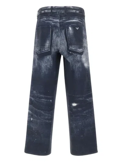 Emporio Armani Sv Printed Drill Pants In Blue