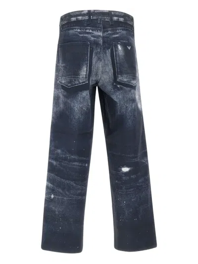 Emporio Armani Sv Printed Drill Pants In Blue