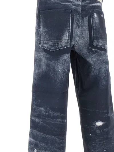 Emporio Armani Sv Printed Drill Pants In Blue