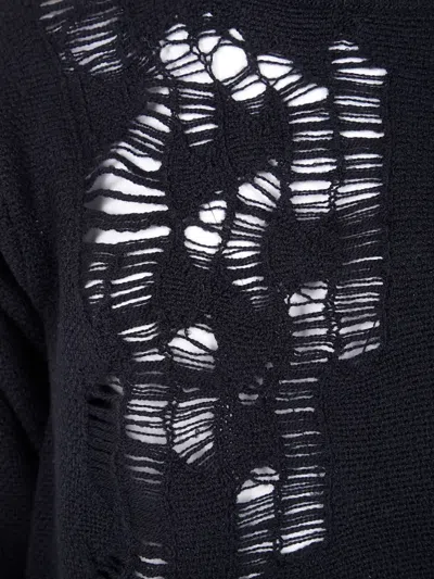 Ann Demeulemeester Ith Drawstrings Merino Wool Knit In Black