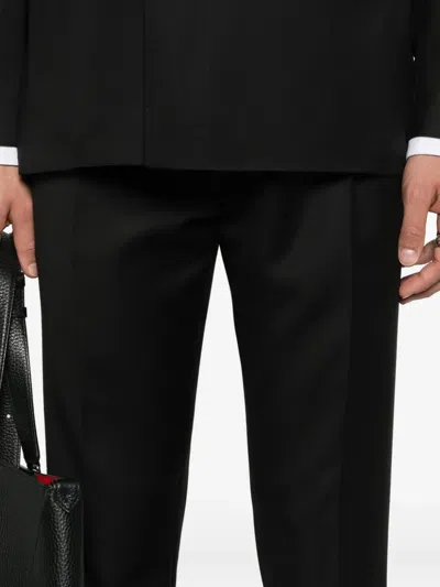 Lardini Double-breasted Black Jacket With Textured Fabric In Black