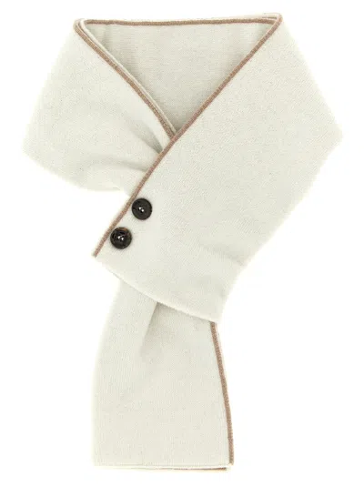 Moorer Twisted Mongolian Cashmere Scarf With Front Button Detail In Gold