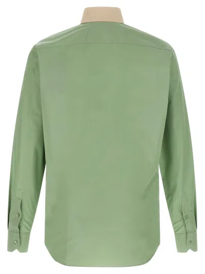 Fendi Contrast-collar Logo-embroidered Shirt