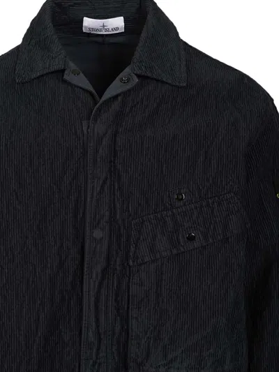 Stone Island Corduroy Overshirt Shirts Blue In Blue