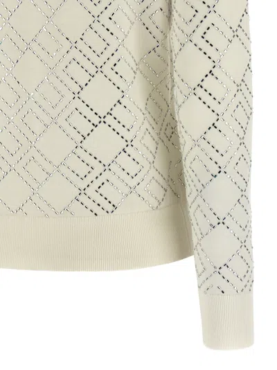 Elisabetta Franchi Crystal Cardigan Sweaters And Cardigans White In Neutral