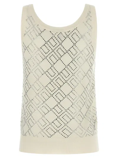 Elisabetta Franchi Crystal-embellished Merino Tank Top In Gray