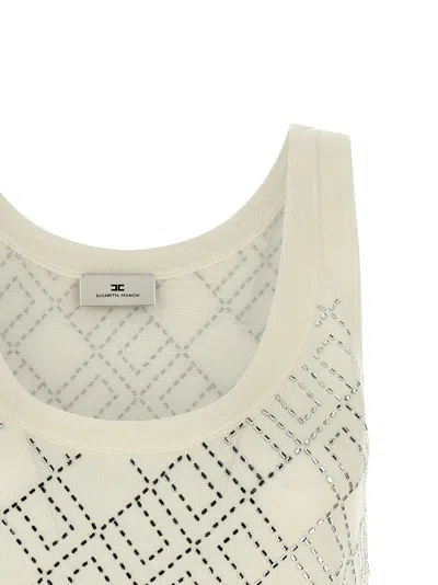 Elisabetta Franchi Crystal-embellished Merino Tank Top In Gray