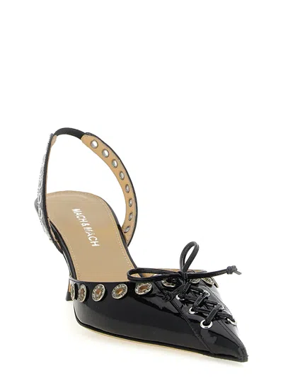 Mach&mach Crystallised Corset Slingback Pumps In Black