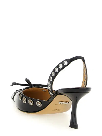 Mach&mach Crystallised Corset Slingback Pumps In Black