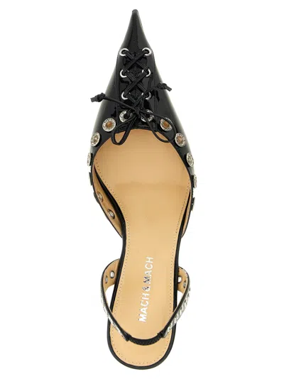 Mach&mach Crystallised Corset Slingback Pumps In Black