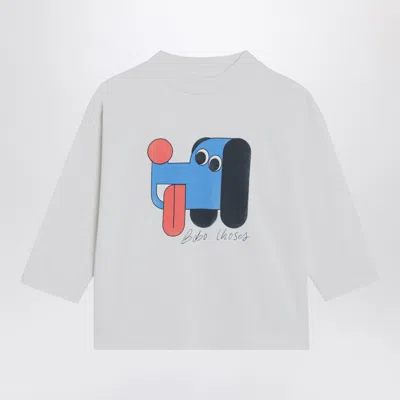 Bobo Choses White Sweater With Logo Print In Gray