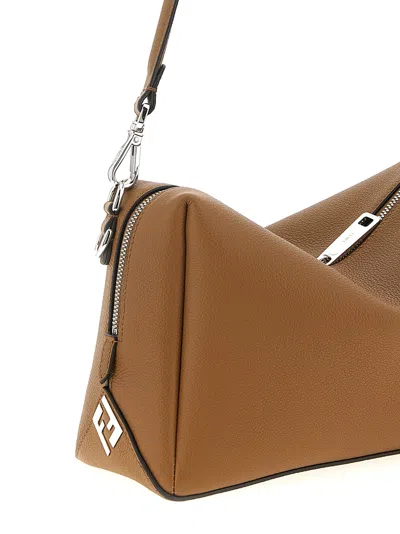 Fendi Medium Shoulder Bag With Adjustable Strap And Metal Hardware In Brown