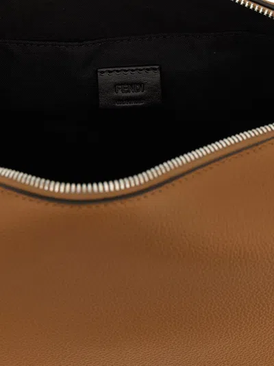 Fendi Medium Shoulder Bag With Adjustable Strap And Metal Hardware In Brown