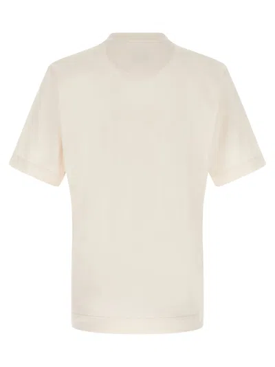 Fendi Beige Crewneck Logo T-shirt In Multi