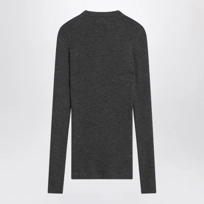 Brunello Cucinelli Dark Grey Ribbed Wool Sweater Women In Gray