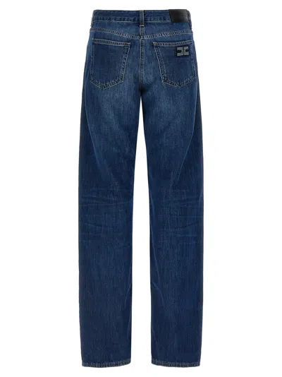 Elisabetta Franchi Wide-leg Denim Trousers Contrast Stitching In Multi